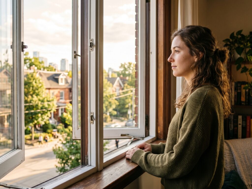 An individual finding a sense of peace, illustrating the journey of overcoming posttraumatic stress disorder through cognitive behavioural therapy.