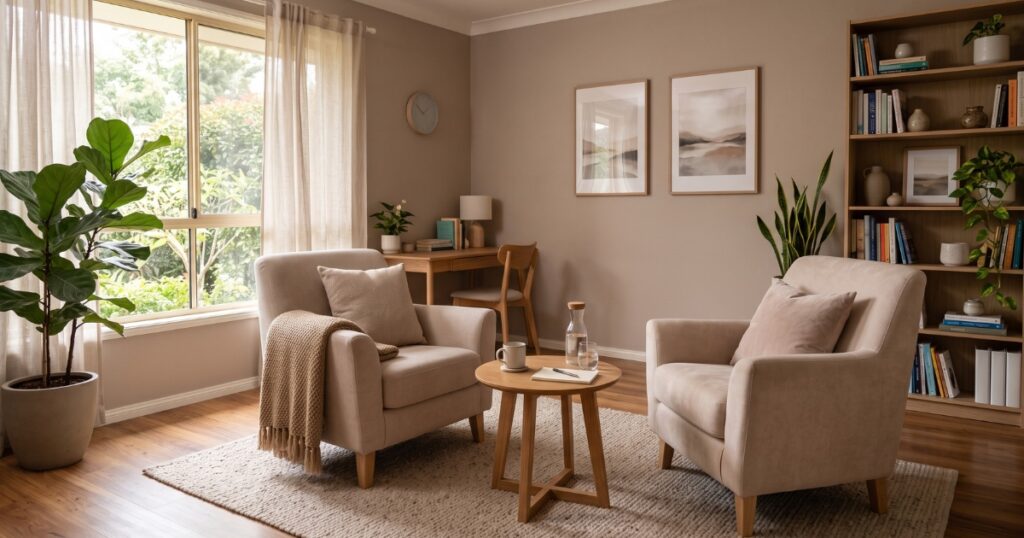 Welcoming consultation room at York Region CBT offering psychological therapy in Vaughan, Ontario.